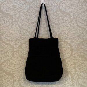 Black Cotton Blend Crochet Shoulder/Hobo Bag, Purse, Tote, Boho, Floral